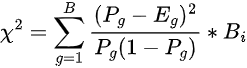 where B is the number of bins, and B_i is the number of objects in bin i.