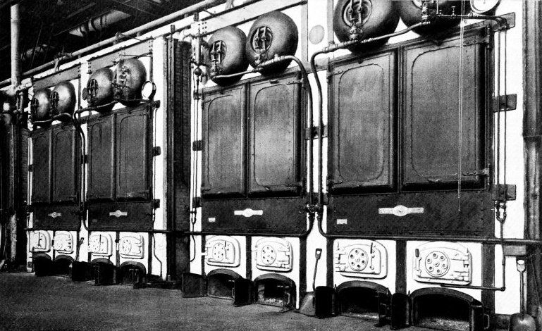 Partial View of 7000 Horse-power Installation of Babcock & Wilcox Boilers at the Philadelphia, Pa., Plant of the Baldwin Locomotive Works. This Company Operates in its Various Plants a Total of 9280 Horse Power of Babcock & Wilcox Boilers
