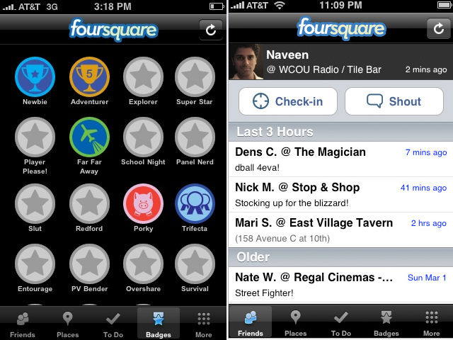 Even early on, Foursquare emphasized social interactions, via Tech Crunch