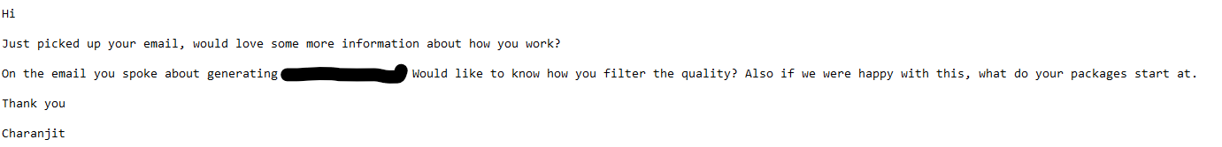 Example of a positive response