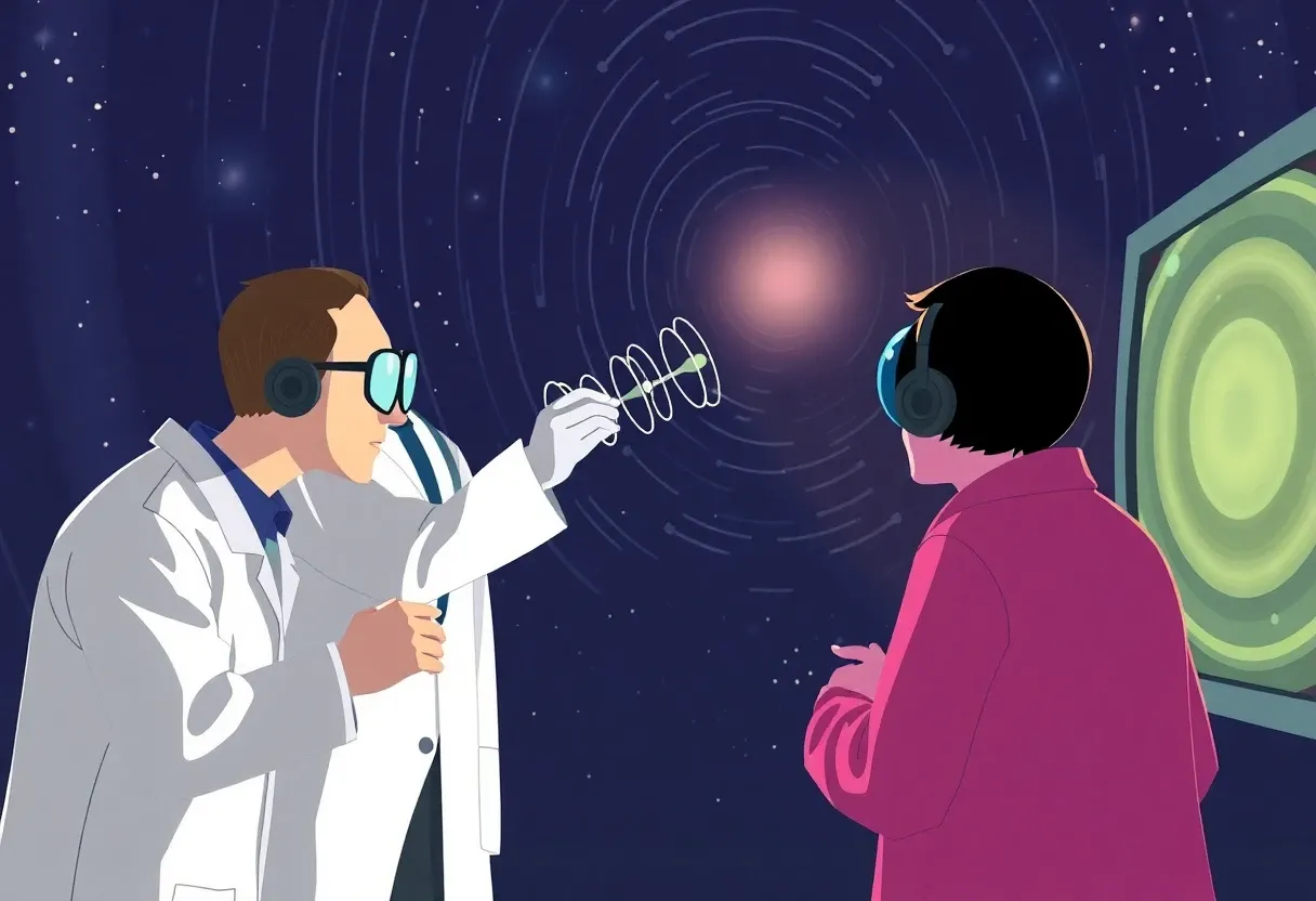 scientists looking at radio waves animated