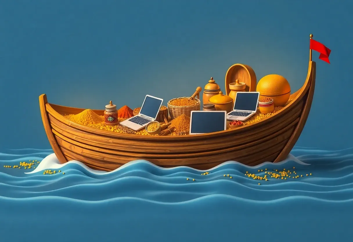 Ship filled with gold, spices, and laptops