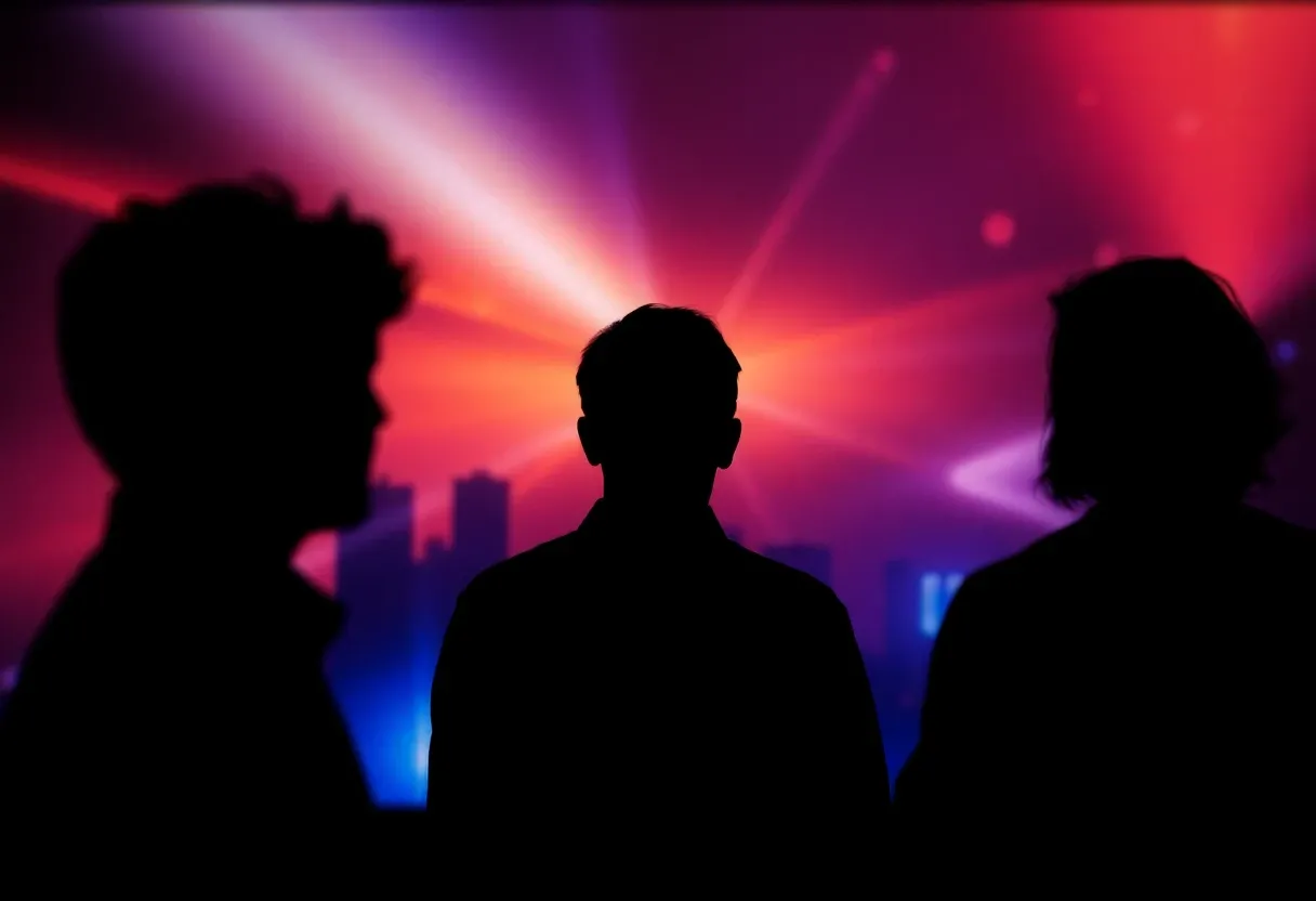 silhouettes of people looking at a screen