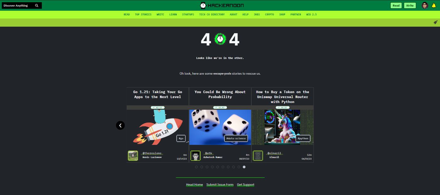HackerNoon's 404 page