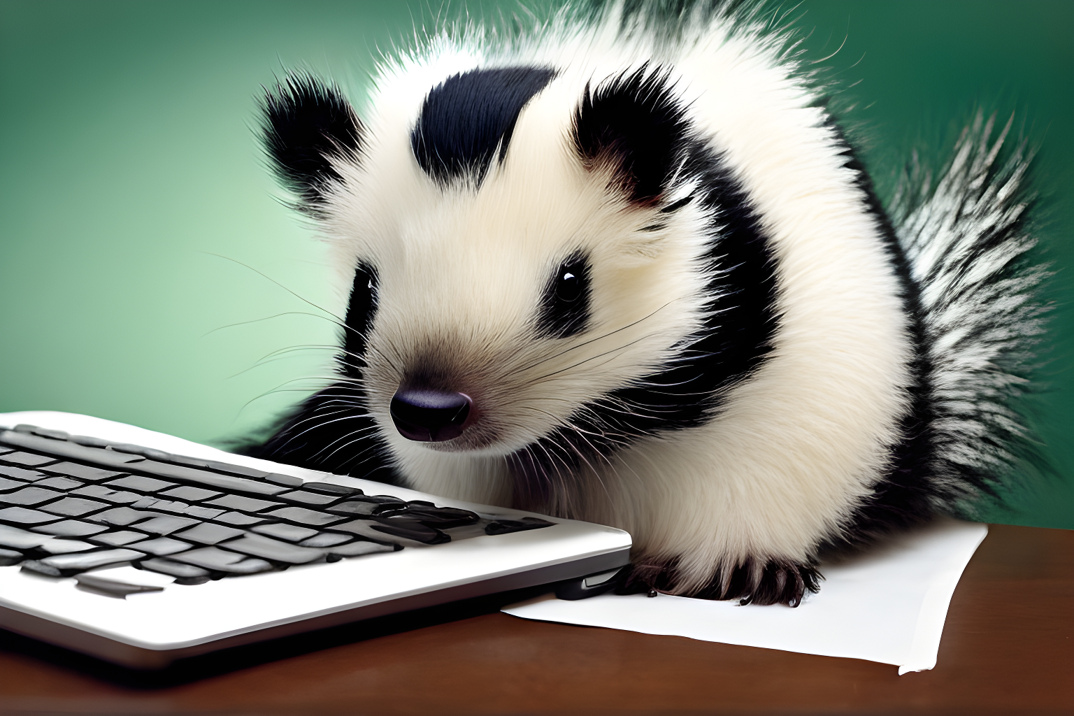 skunk typing on a computer