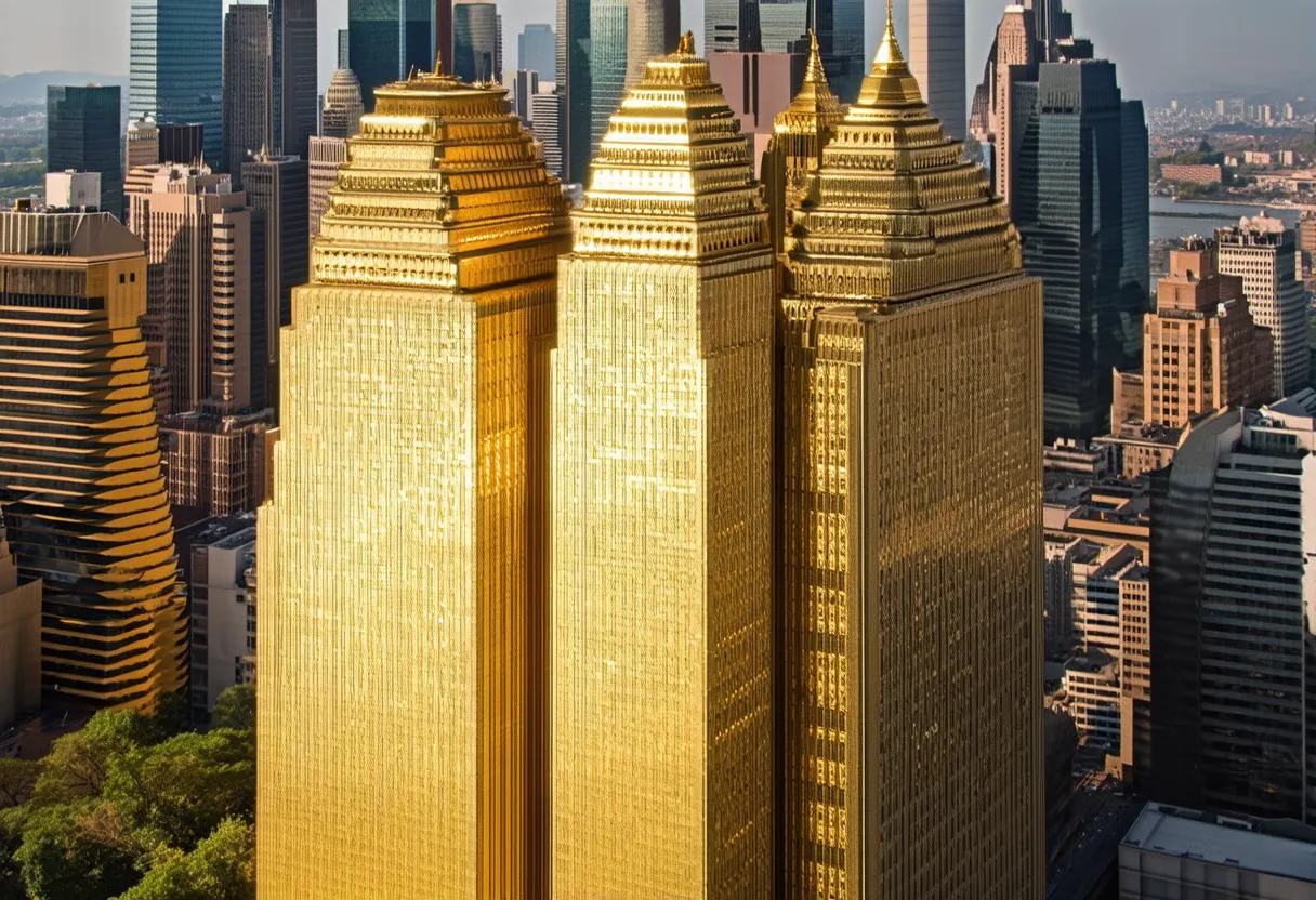 skyscrapers made of gold
