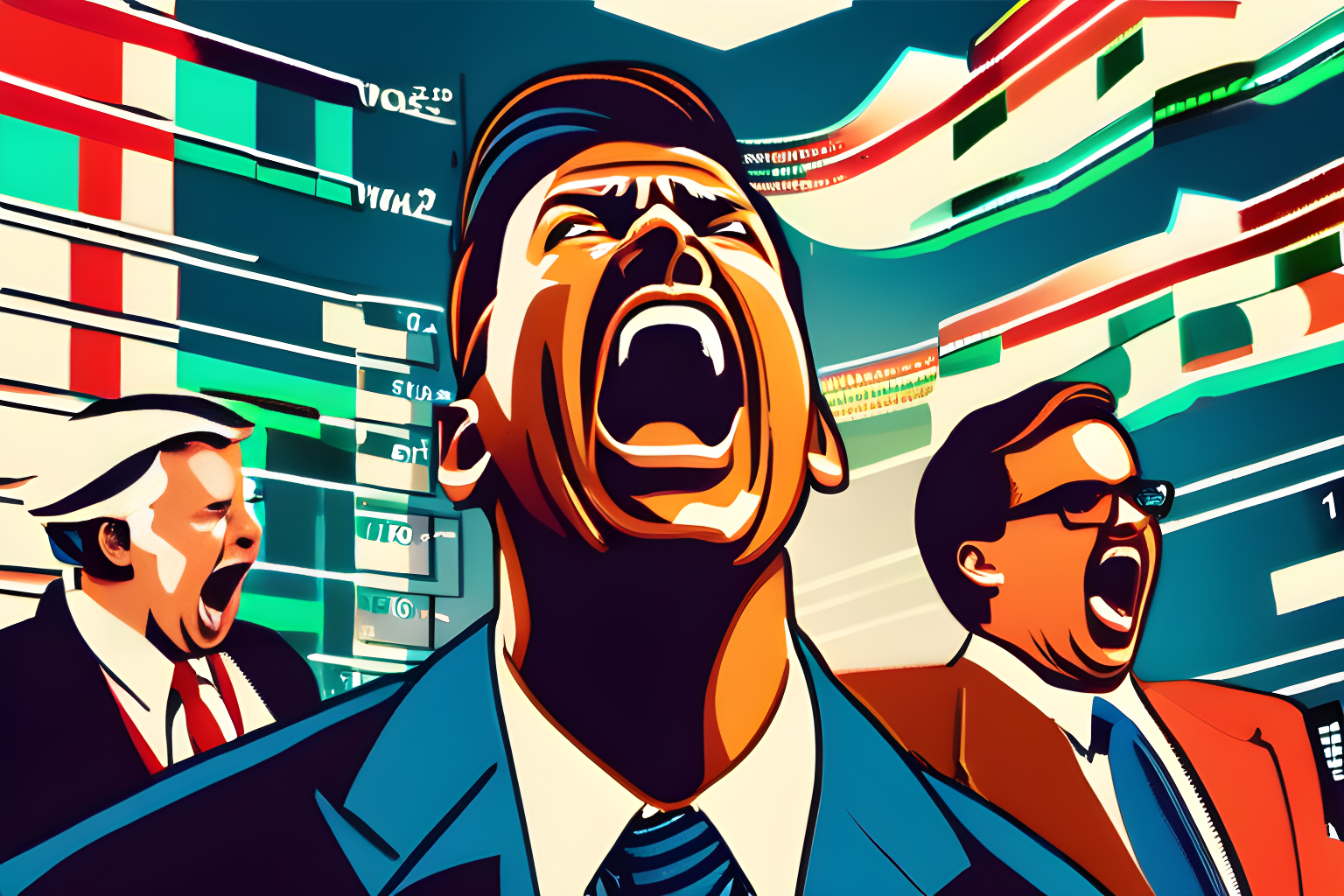 stock traders shouting in agony