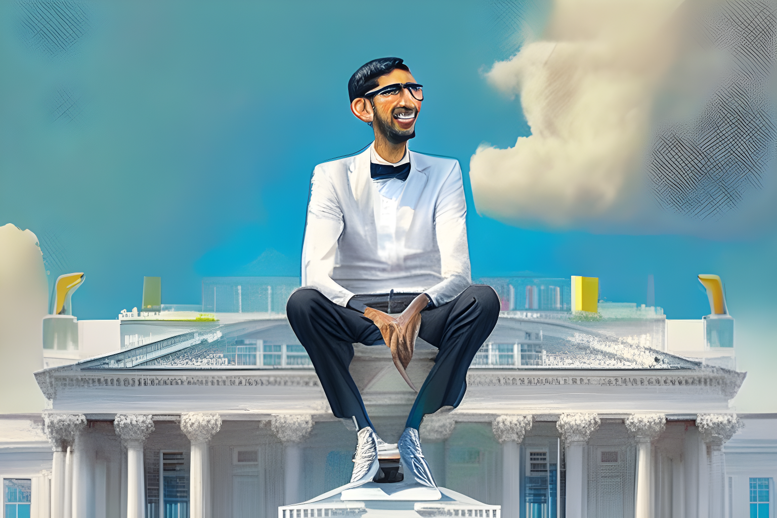 Sundar Pichai sitting on top of the white house