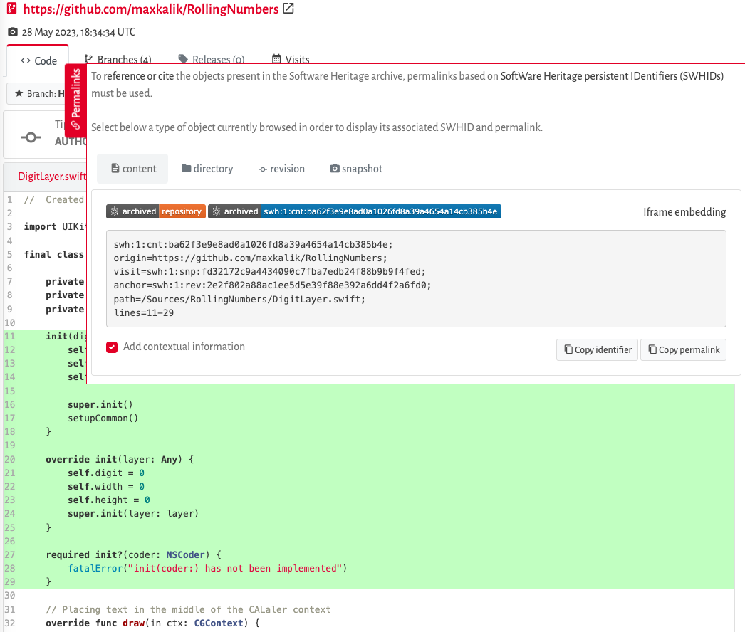 SWH permalink builder