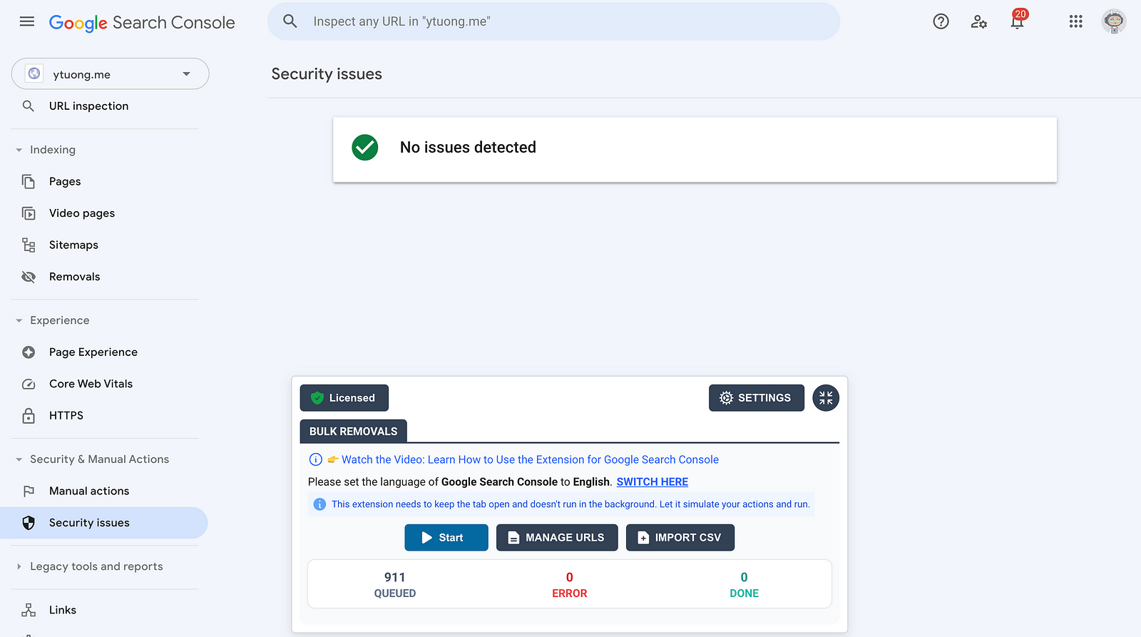 Google Search Console Security issues