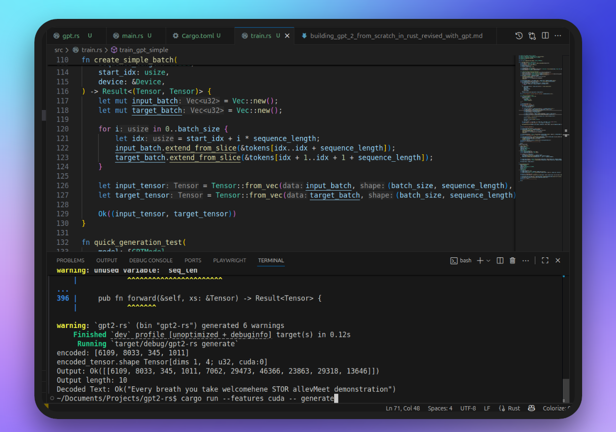 Building GPT-2 from Scratch in Rust - A Software Engineer’s Deep Dive into Transformers and Tensors