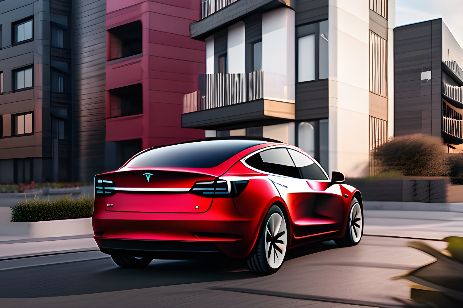 tesla model 3 red color