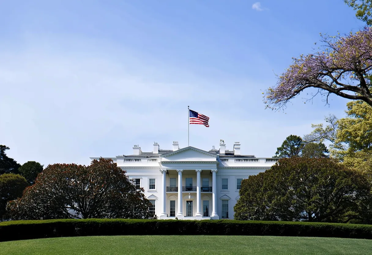 the american flag flying above the white house