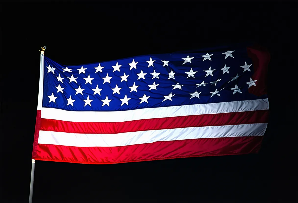 the american flag on a dark night