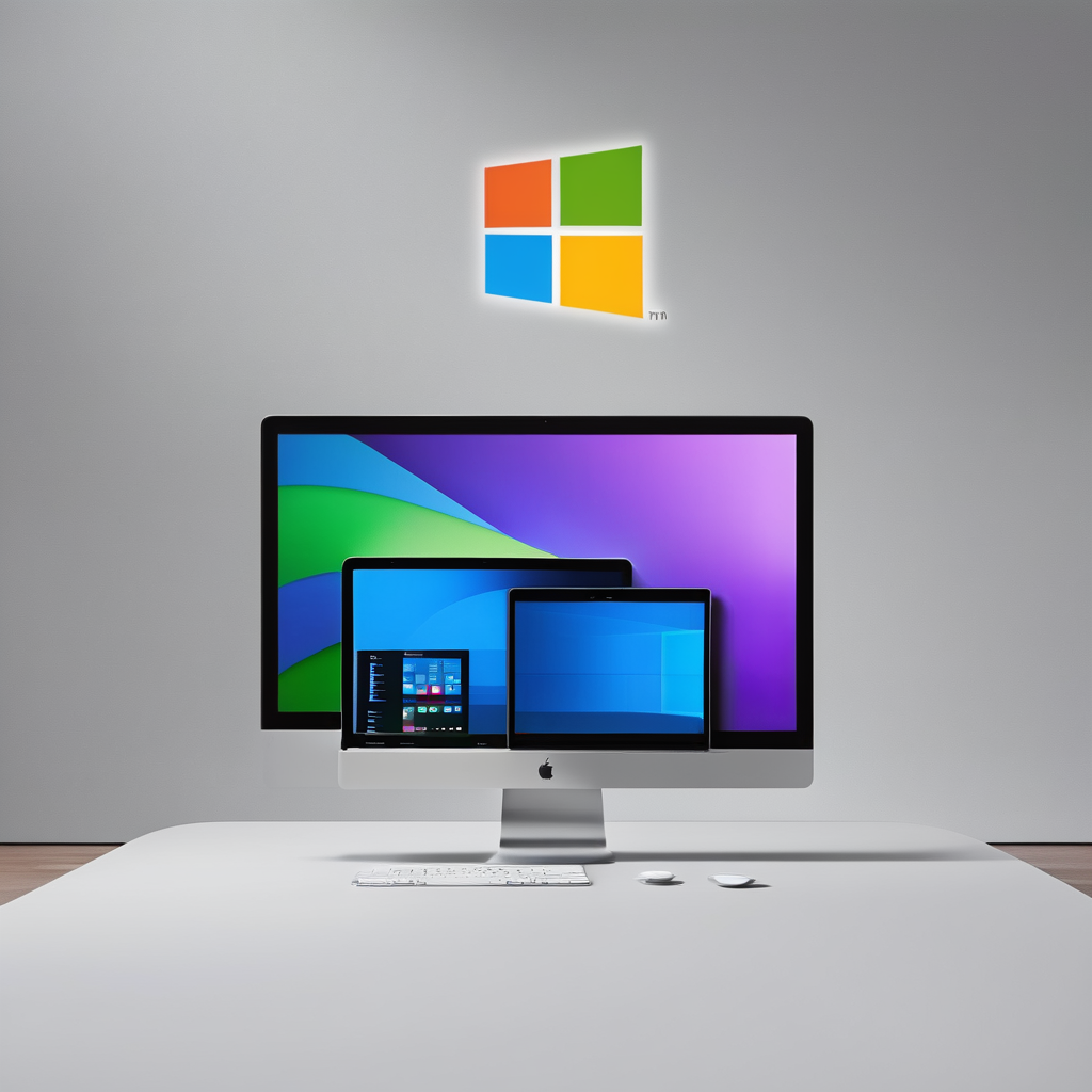 the apple and microsoft logos displayed on a blank screen