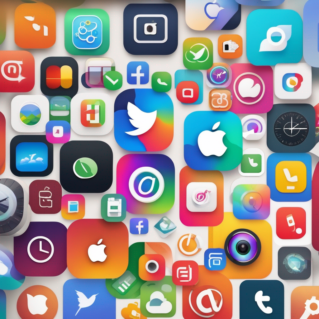 the apple logo surrounded by other app icons