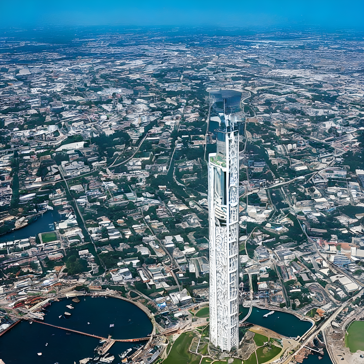 the biggest tower in the world from the point of view of outer space