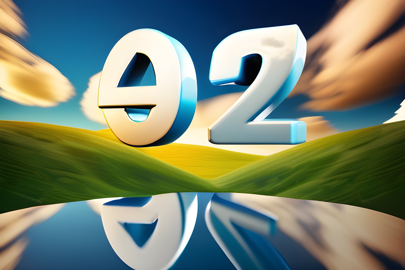 the mathematical equation '2   2 = 4' floating in mid air with clouds in the background