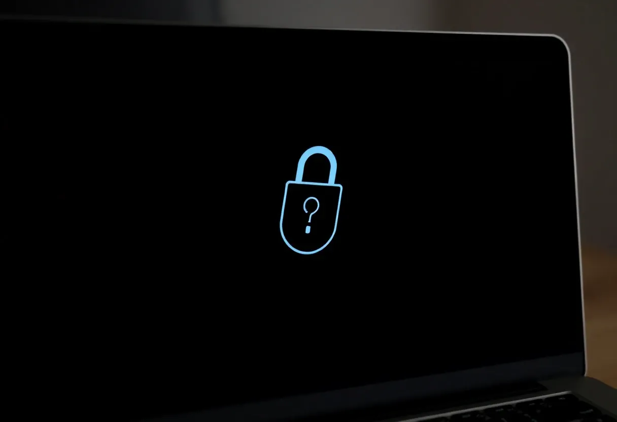 the security symbol on a laptop screen