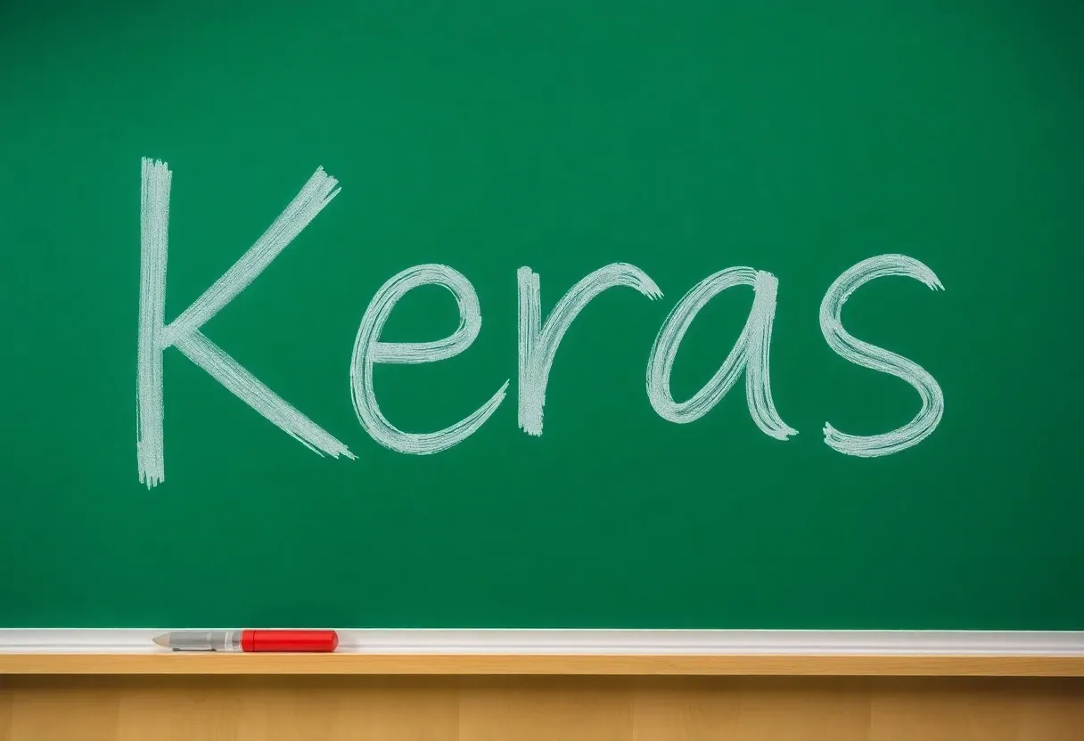the text "Keras" on a whiteboard