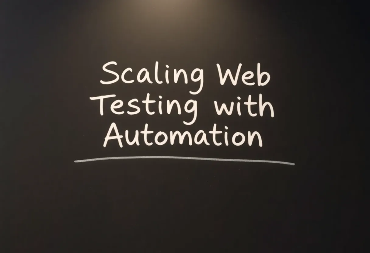 This title "Scaling Web Testing with Automation" written on a board