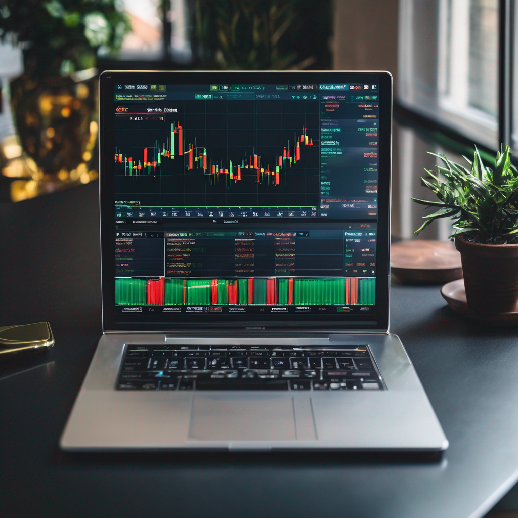 trading chart on a laptop screen