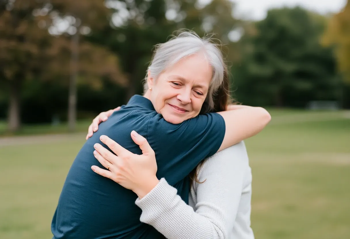 two people hugging