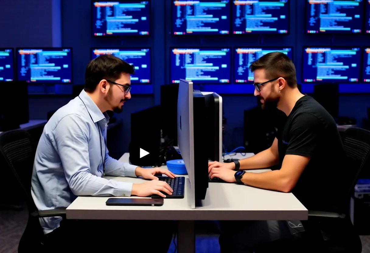 two programmers sharing a workstation