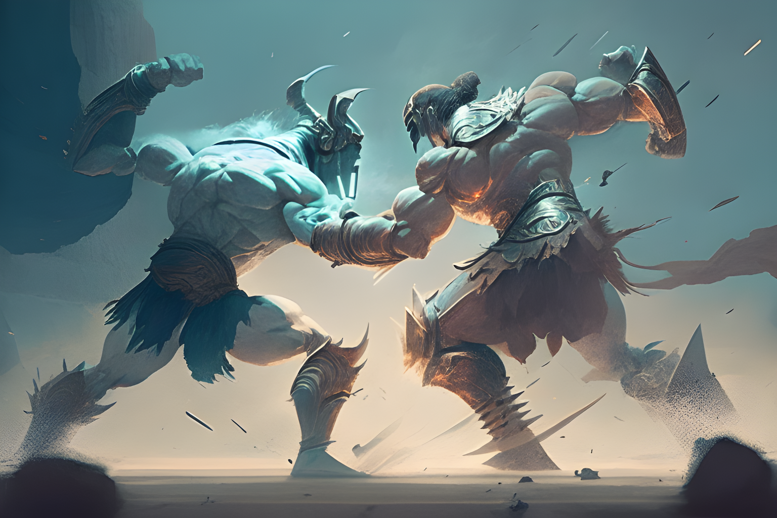 two titans fighting