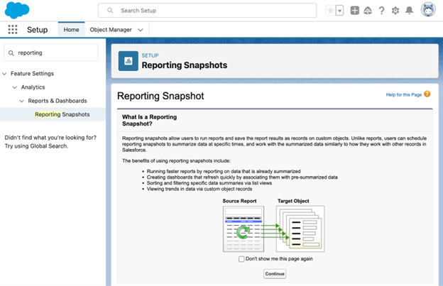 Reporting Snapshots in Salesforce