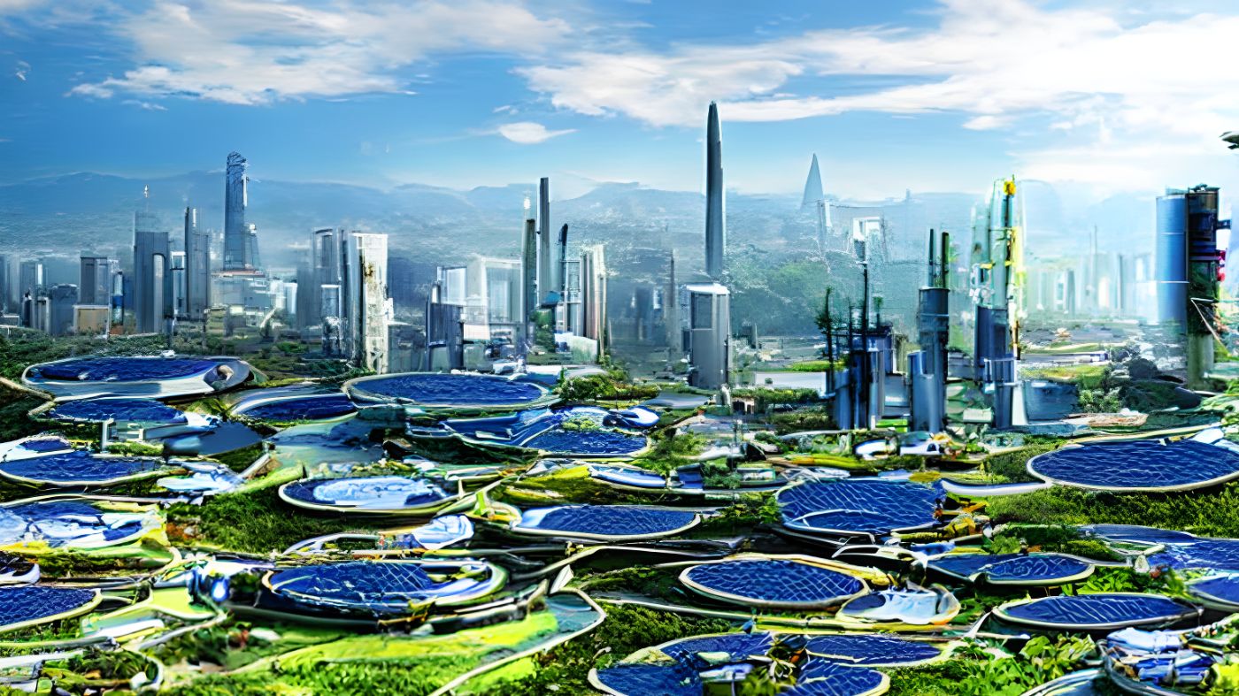 solarpunk city in the clouds, Stable Diffusion