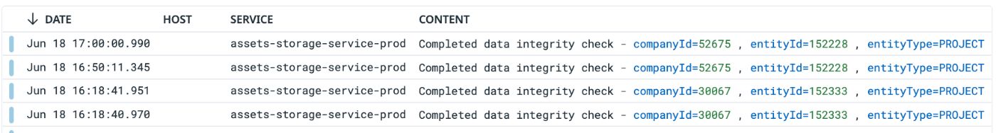 Datadog logs UI with logs that use the suggested hierarchical approach