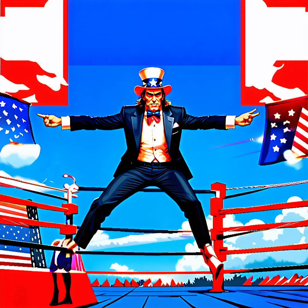 uncle sam as a wrestler on the top rope