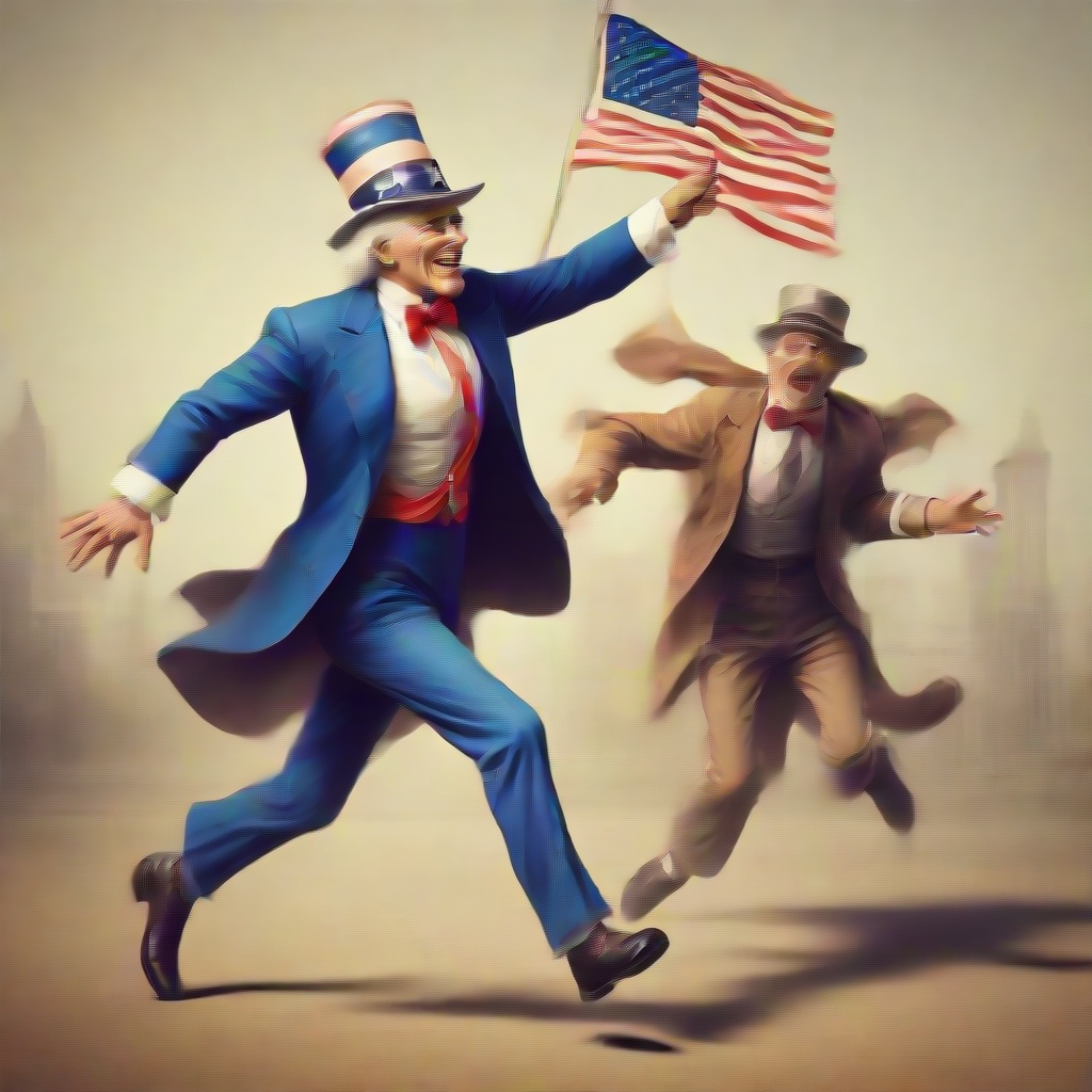 uncle sam chasing after a businessman