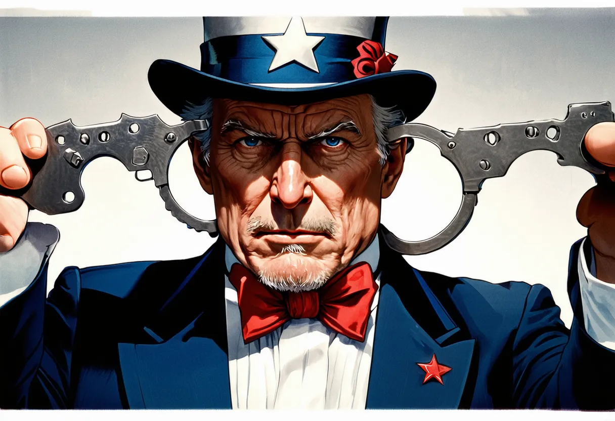 uncle sam unlocking his handcuffs