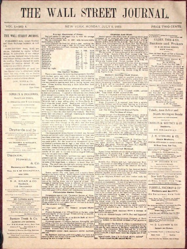 First Issue of The Wall Street Journal Published