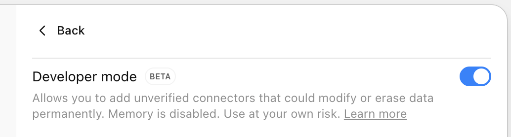 Enabling Developer mode.