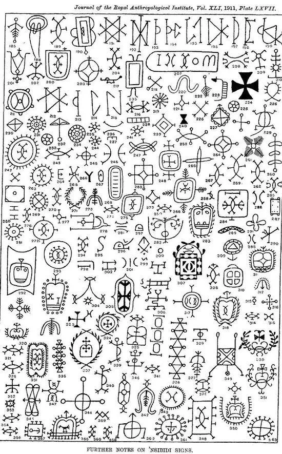 Nsibidi, code of the Igbo tribe.