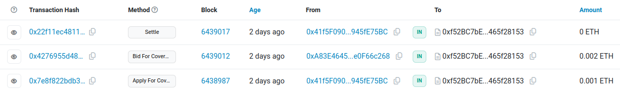 Contract transactions on Etherscan