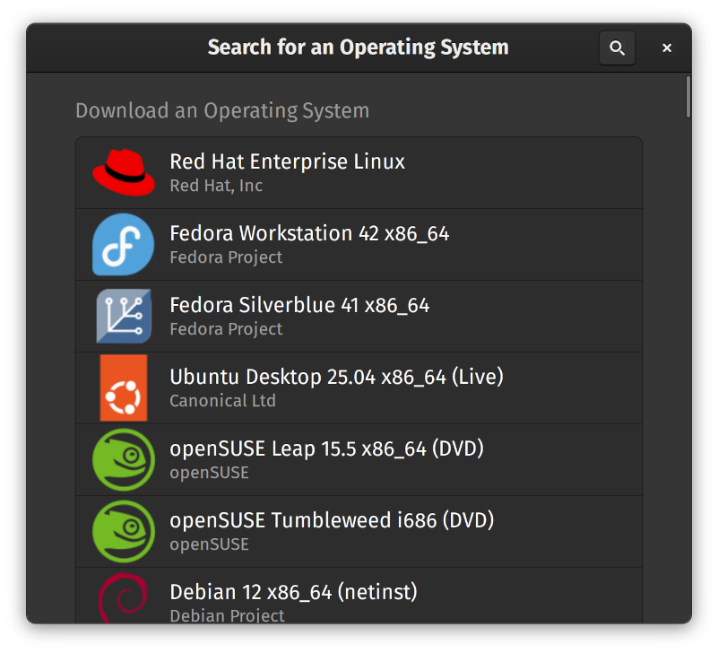 List of Linux OSes.
