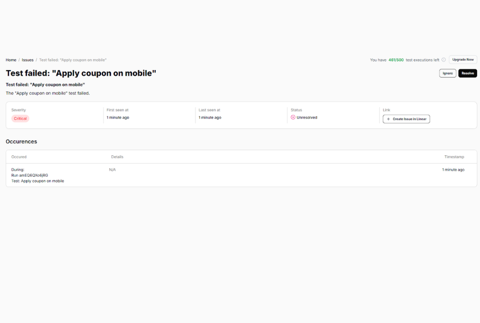 Create issue tickets in Linear