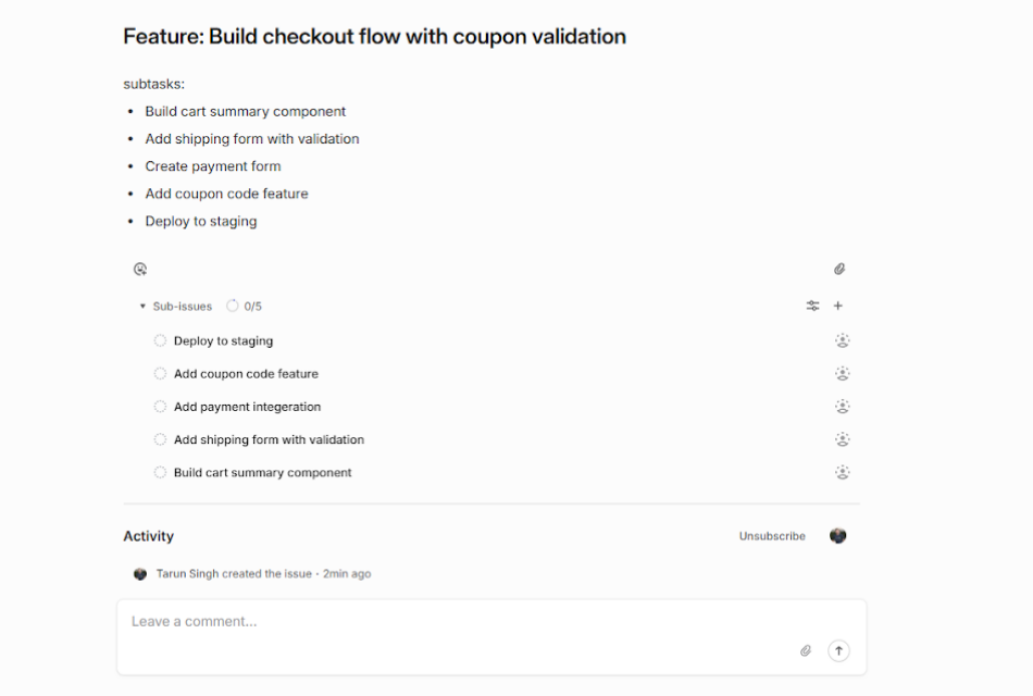 Create a ticket in Linear