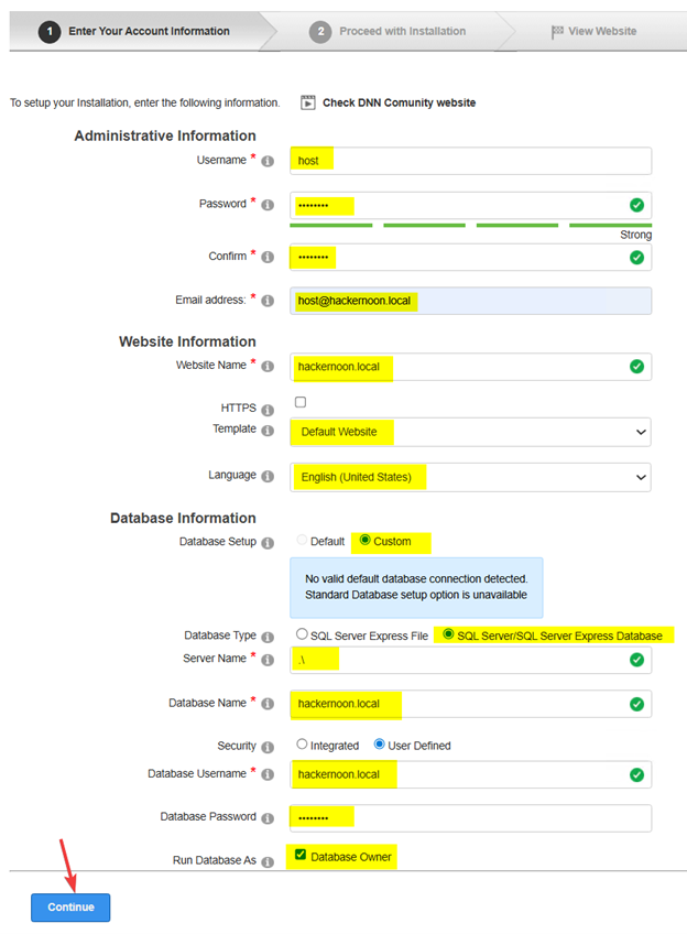 Install Wizard Configuration