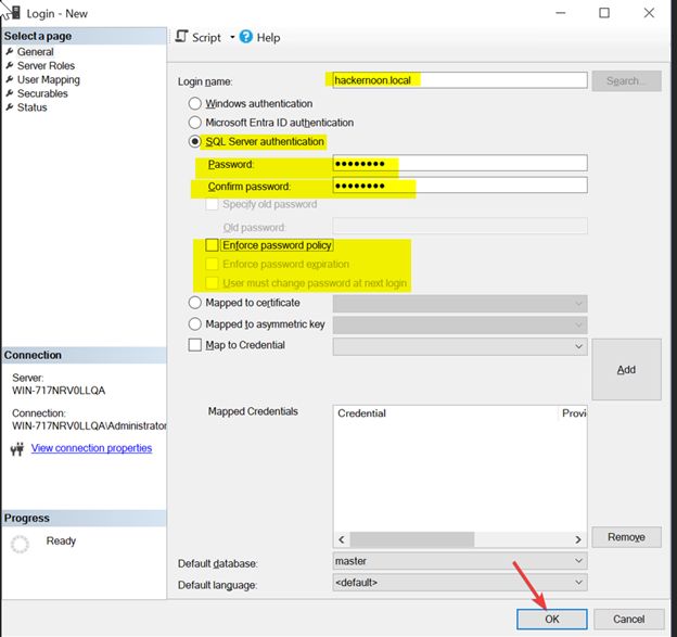 General settings for the database