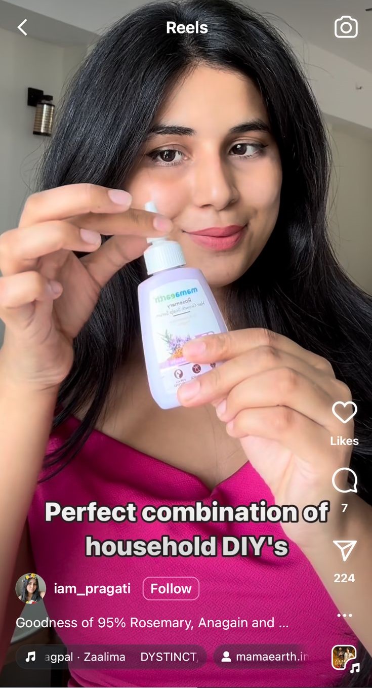 A Micro influencer using mamaearth's product