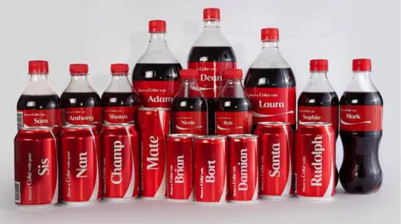 Share a Coke campaign. Source: Coca Cola