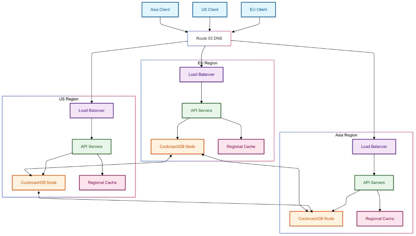 Visualization of how requests flow to different regions seamlessly