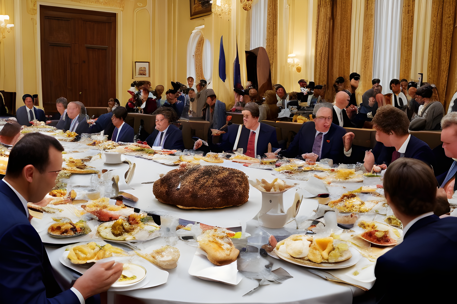 world leaders share continental breakfast at the roundtable and decide for the masses about how they should live