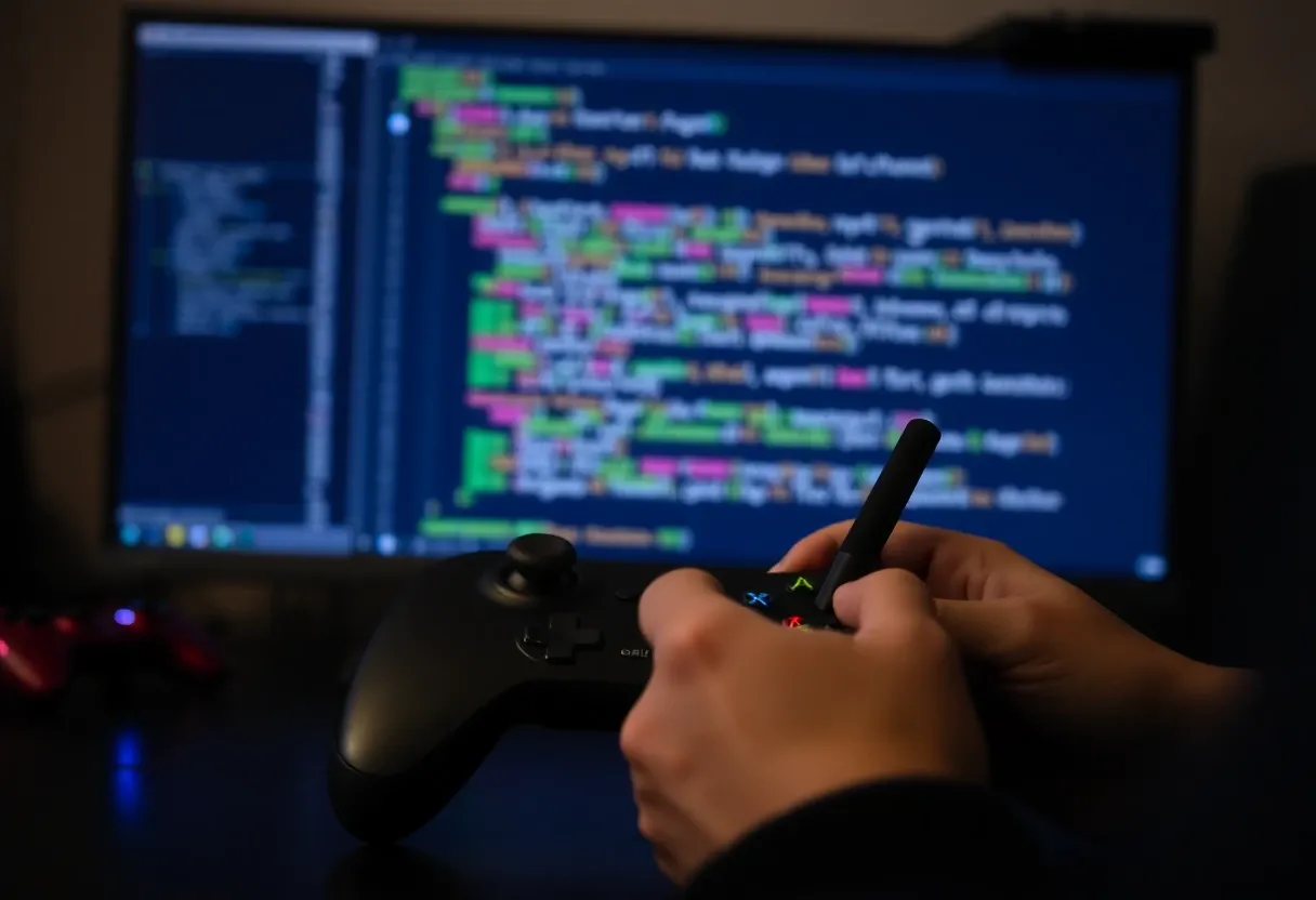 writing code with a game controller