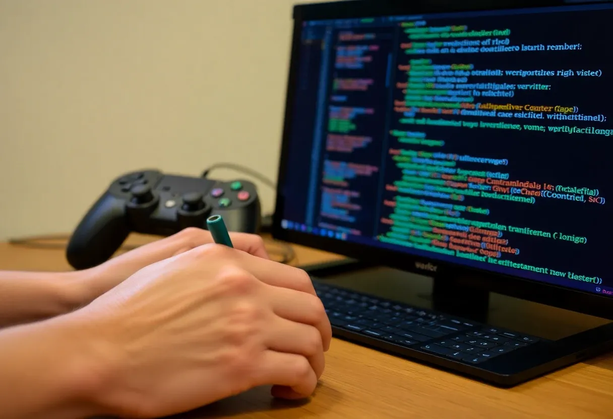 writing code with a game controller